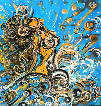 MOŘSKÁ PANNA 2024 / akryl na plátně 50x50 cm